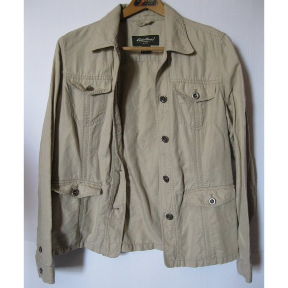 Eddie Bauer Khaki Button Down Utility Jacket - Picture 1 of 11